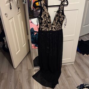 ANGL Black and Gold Maxi Dress